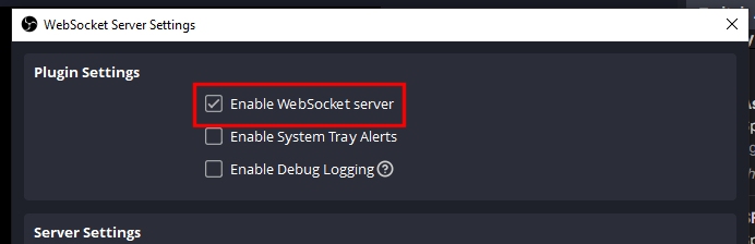 Start by opening up the "Tools" menu and then click on "WebSocket Server Settings" in OBS Studio.